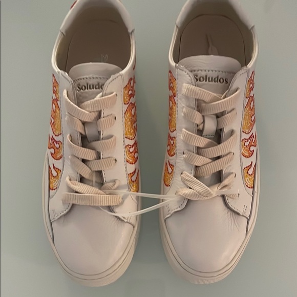 New Soludos Hot Stuff Ibiza Platform Flame White Sneakers Design Size 8 - Picture 2 of 6